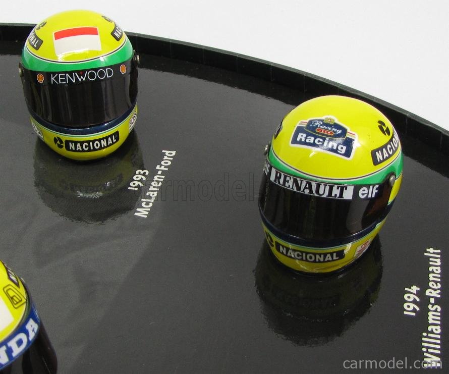 Casque Ayrton Senna Première Victoire F1 1985 – Minichamps 1/8 (prévente)