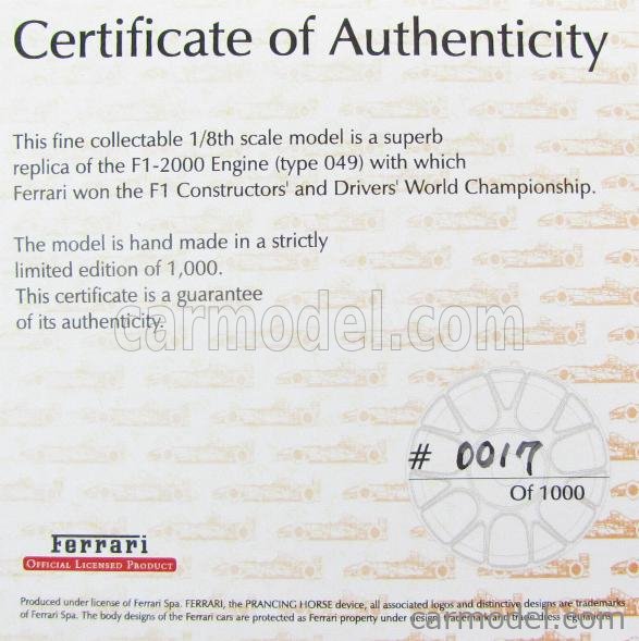 AMALGAM AMG5181-2 Echelle 1/8 | FERRARI F1 F2000 ENGINE - MOTORE - 2000 ...