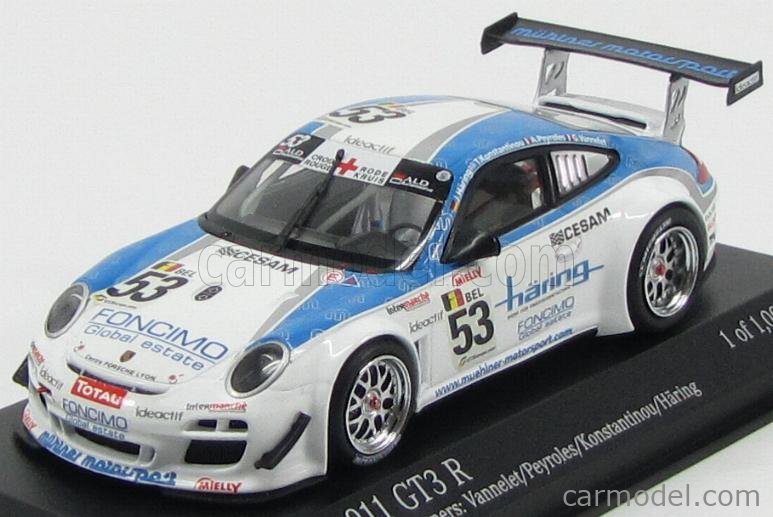MINICHAMPS 400108953 Escala 1 43 PORSCHE 911 997 2 GT3 R TEAM MUHLNER MOTORSPORT N 53 WINNER 