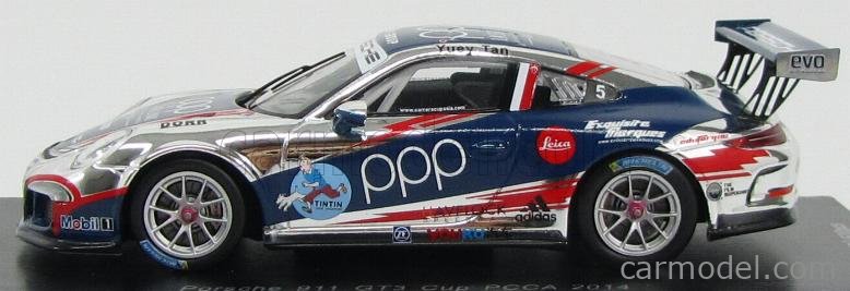 Spark SA059 – Porsche 911 GT3 Cup #5 PCCA 2014 – Bleu/Argent – Résine 1/43