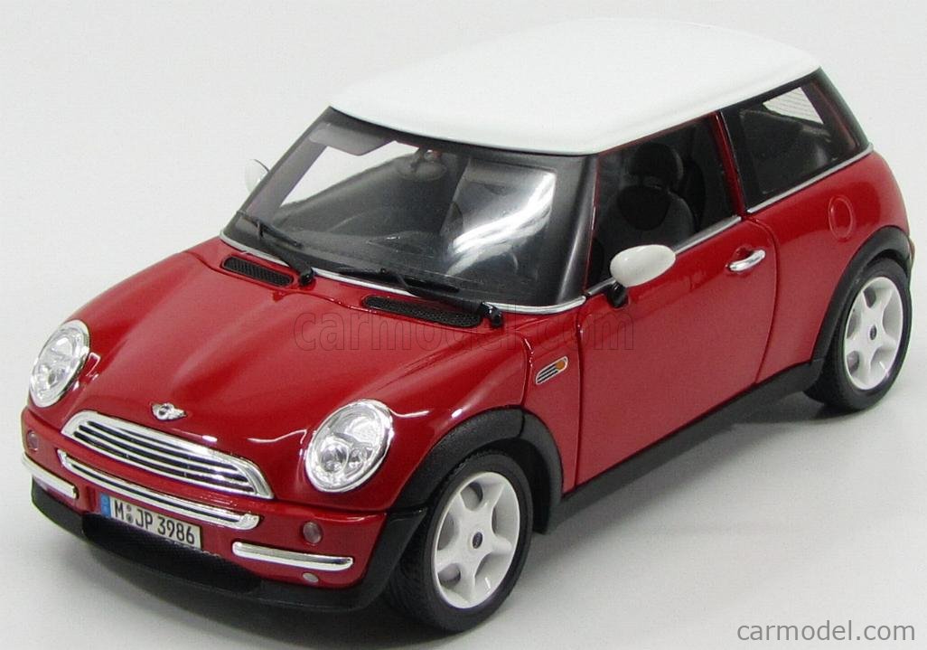 Modellauto 18-12034 Bburago 1:18 Mini Cooper 2001 rot Dach weiß