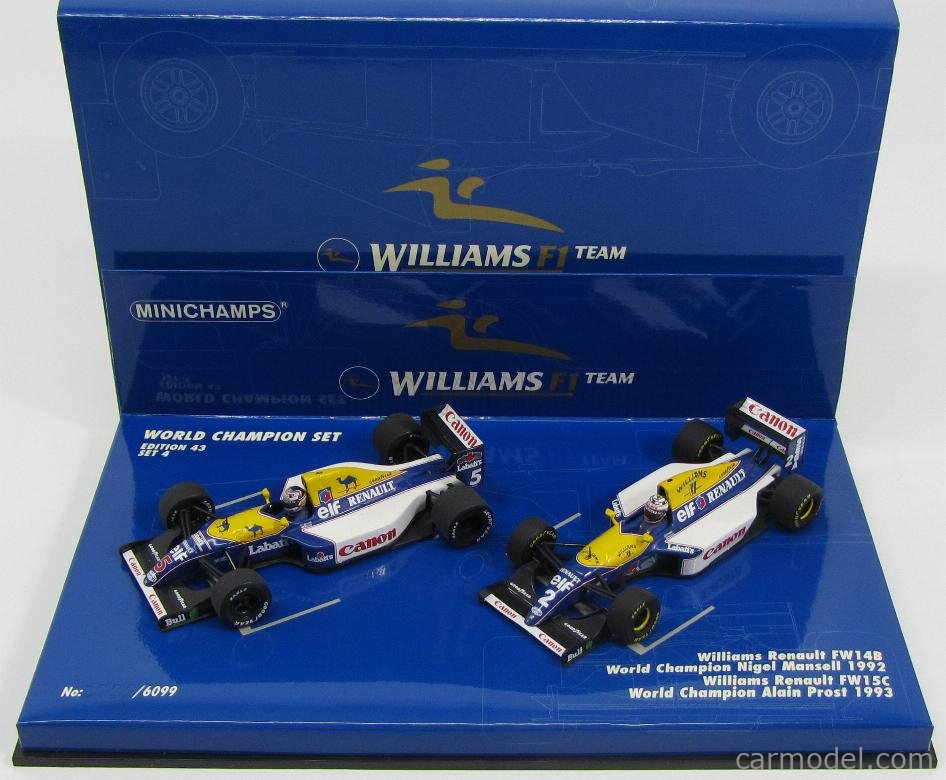 WILLIAMS - F1 SET RENAULT FW15 N 5 N.MANSELL 1992 WORLD CHAMPION + F1  RENAULT FW15 N 2 A.PROST 1993 WORLD CHAMPION