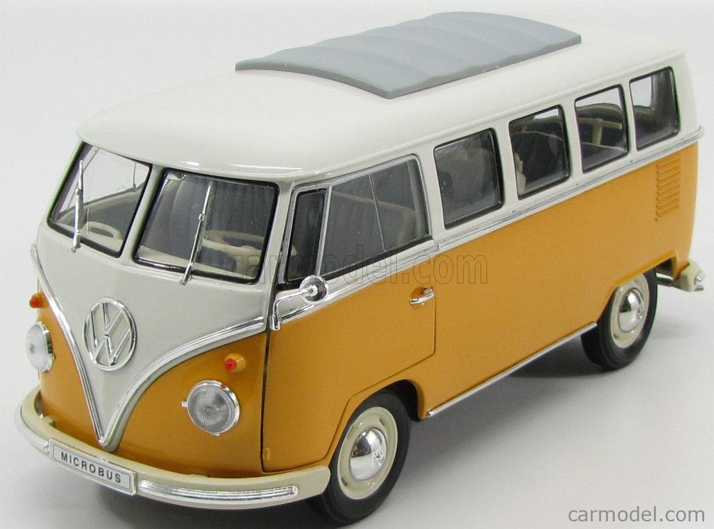 WELLY WE12531Y Scale 1/18 | VOLKSWAGEN T1 MINIBUS 1962 YELLOW WHITE