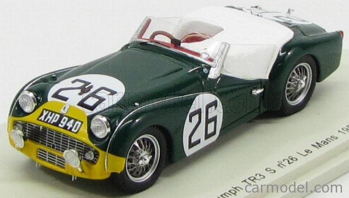 Miniature Spark S1396 Triumph TR3 S N°26 - 24h Le Mans 1959 - P. Bolton, échelle 1/43