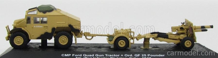 Diecast 1/72 Tank CMP Ford Quad Gun Tractor Ord Qf 25 Pounder 5th Infantr Br 