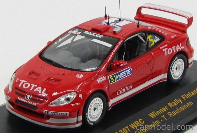 IXO-MODELS RAM152 Scale 1/43 | PEUGEOT 307 WRC N 5 WINNER RALLY FINLAND  2004   RED WHITE