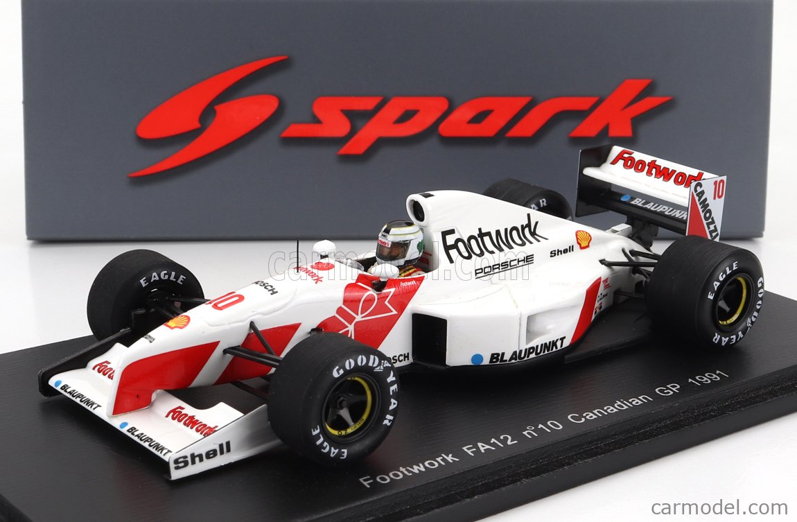 SPARK-MODEL S3982 Escala 1/43 | FOOTWORK F1 FA12 PORSCHE V12 N 10 CANADIAN  GP 1991 STEFAN JOHANSSON WHITE RED