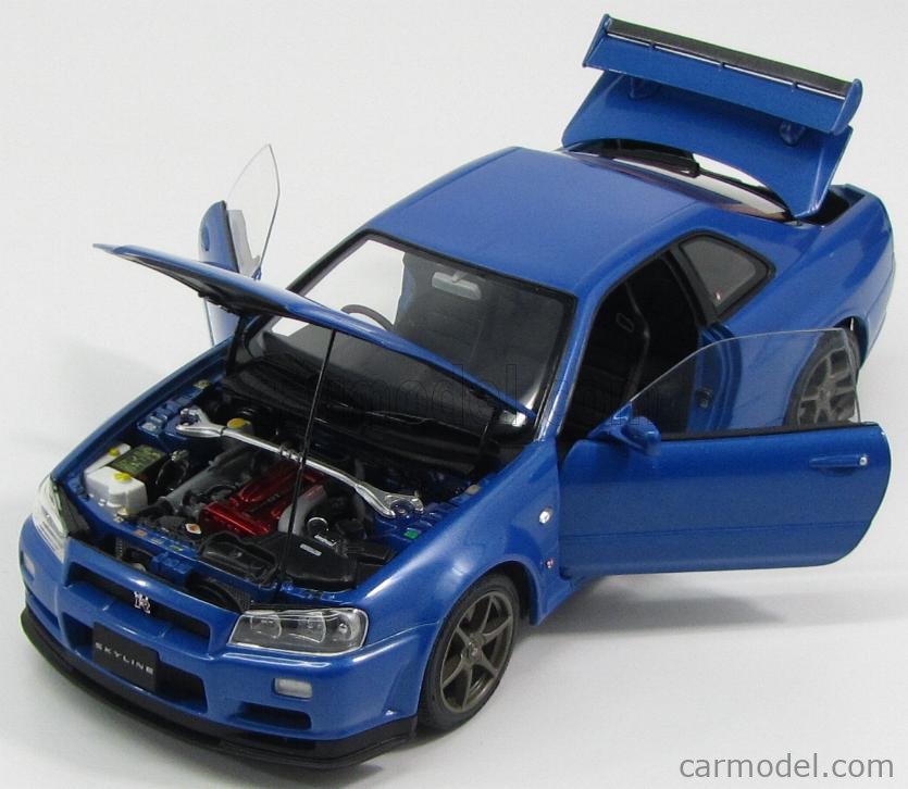 エブロ スカイライン GT-R R34 V-spec Ⅱ M.BLUE EBBRO 1/43 - ミニカー