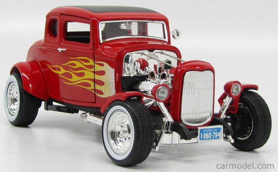 MOTOR-MAX 73172R Scale 1/18 | FORD USA HOT ROD WITH FLAMES 1932 RED