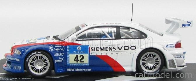 Edicola Padelavi020 Scale 1/43 | Bmw 3-Series M3 Gtr V8 Team Siemens Vdo N  42 24H Nurburgring 2004 D.Muller - J.Muller - H.J.Stuck - P.Lamy White Blue  Red