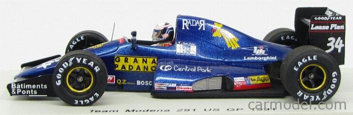 SPARK-MODEL S1717 Scale 1/43 | LAMBORGHINI F1 TEAM MODENA 291 N 34 USA GP  1991  BLUE MET BLACK