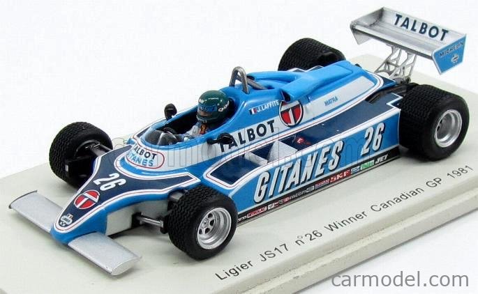 Decals Ligier JS17 Matra Laffite Monaco GP 1981 pour Tenariv 1/43e 