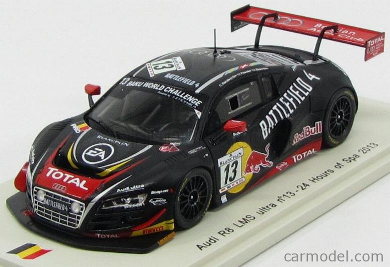 Spark Model Sb056 Masstab 1 43 Audi R8 Lms Ultra Red Bull N 13 24h Spa 13 E Sandstrom M Ekstrom M Fassler Matt Black Red
