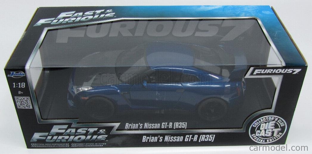 JADA 97035 Scale 1/18  NISSAN BRIAN'S GT-R R35 2007 - FAST & FURIOUS VII  (2015) BLUE MET CARBON