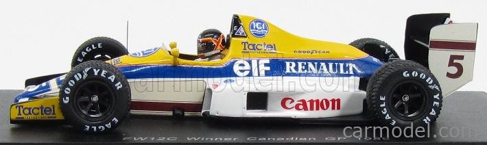 SPARK-MODEL S4322 Scale 1/43 | WILLIAMS F1 FW12C N 5 CANADA GP 1989 T. BOUTSEN BLUE YELLOW WHITE