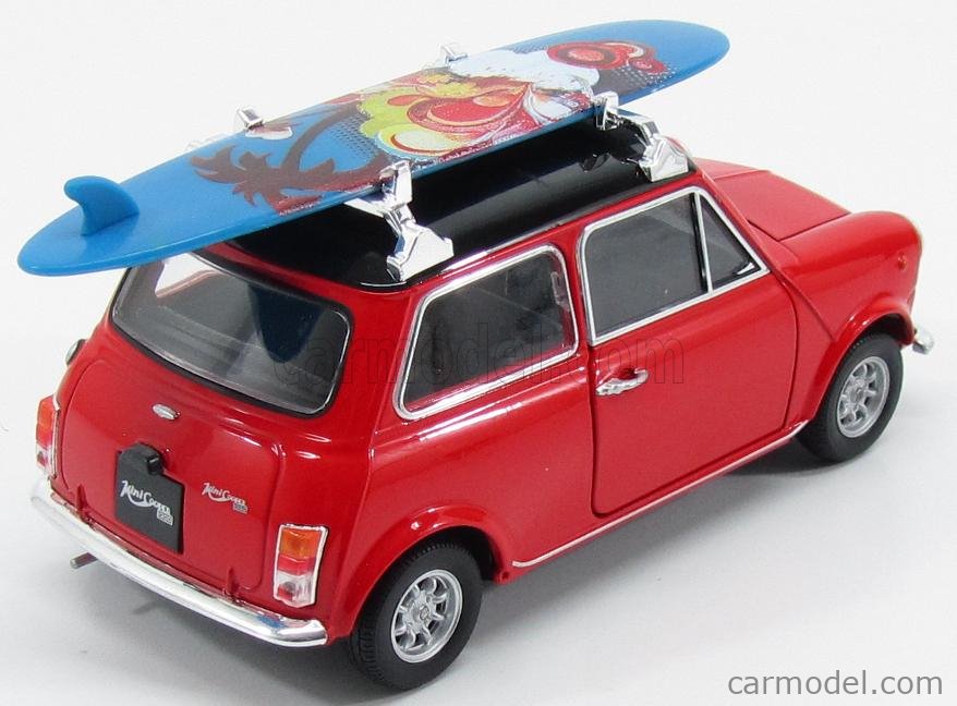 WELLY WE22496SBR Masstab 1/24 MINI COOPER 1.3 1970 WITH SURFBOARD RED