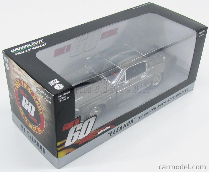 GREENLIGHT 18220 Scala 1/24  FORD USA MUSTANG SHELBY GT500E 1967 - ELEANOR - FUORI IN 60 SECONDI - GONE IN SIXTY SECONDS GREY MET BLACK