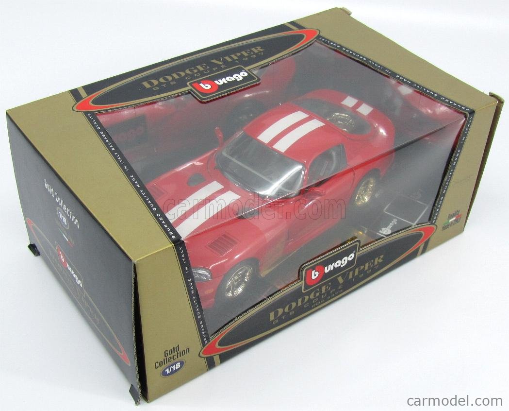 BURAGO 3375 Scale 1/18 | DODGE VIPER GTS COUPE 1996 RED WHITE