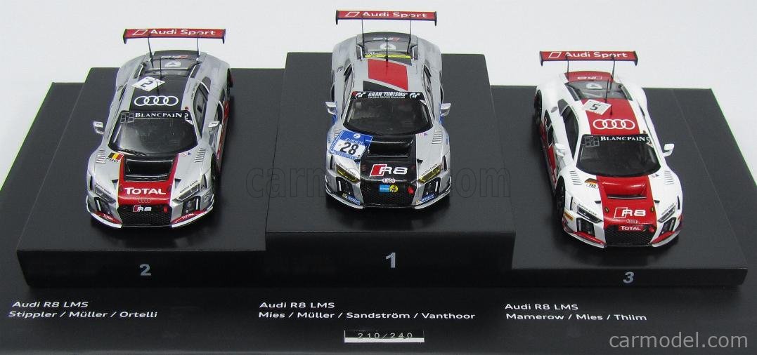 SPARK-MODEL 5021500483 Scale 1/43 | AUDI 3X SET R8 LMS N 28 WINNER