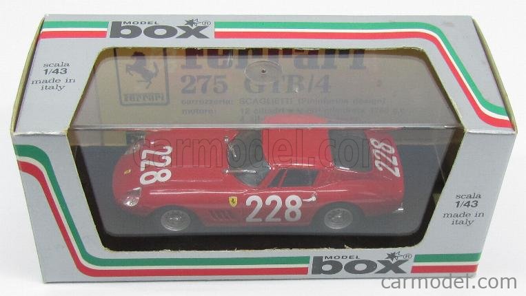 BOX-MODEL 8430-3 Scale 1/43 | FERRARI 275 GTB/4 N 228 TARGA FLORIO 1966 RED