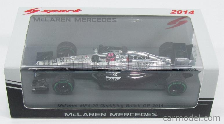 SPARK-MODEL S4629 Scale 1/43 | McLAREN F1 MP4/29 MERCEDES N 22 QUALIFYING  BRITISH GP 2014 J.BUTTON CHROME BLACK