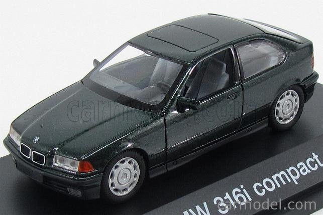 BMW 316i compact (Typ E36/5), Modell 1994-2000, schwarzblaumetallic, Türen  zu öffnen, Schuco, 1:43