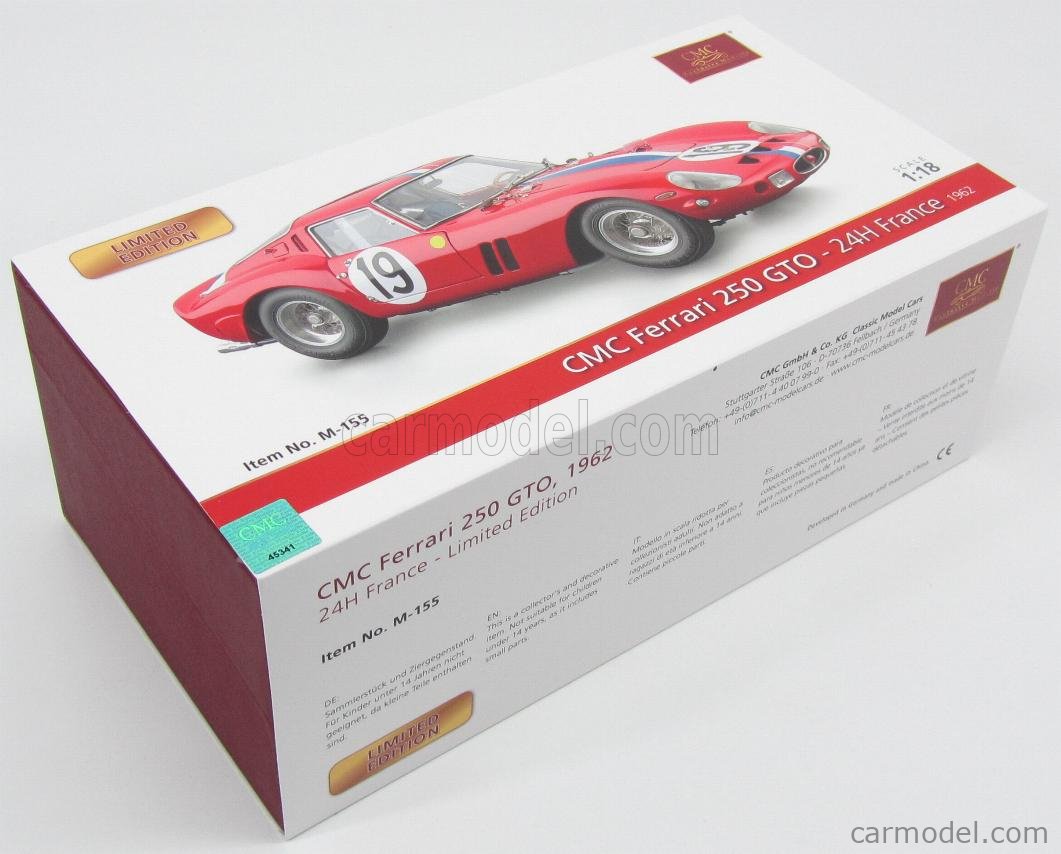 CMC M155 Scale 1/18 | FERRARI 250 GTO COUPE ch.3705 TEAM PIERRE NOBLET ...