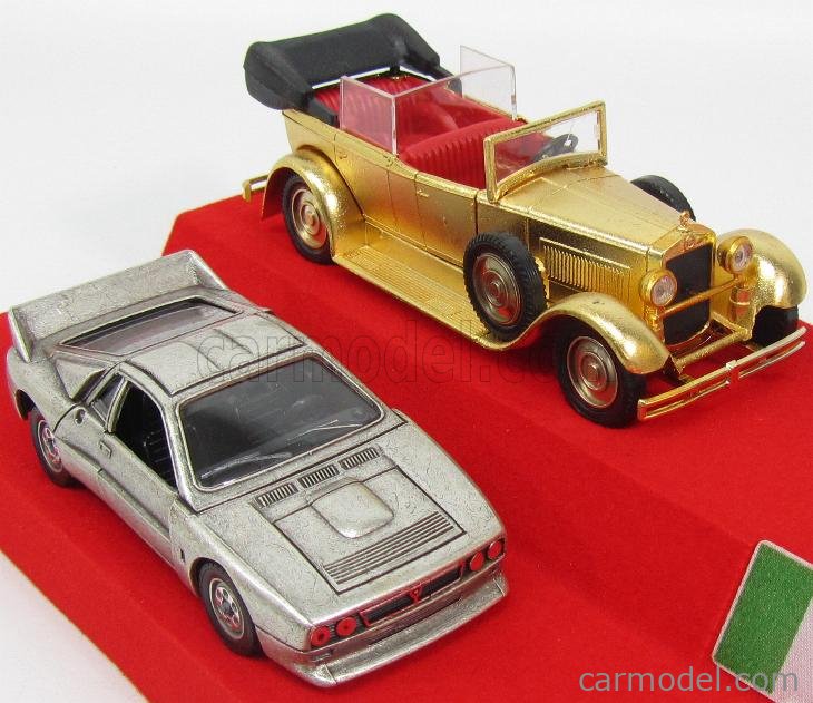 Lot Solido Centenary : FIAT 525N Cabriolet Or & LANCIA 037 Rally Argent, échelle 1:43