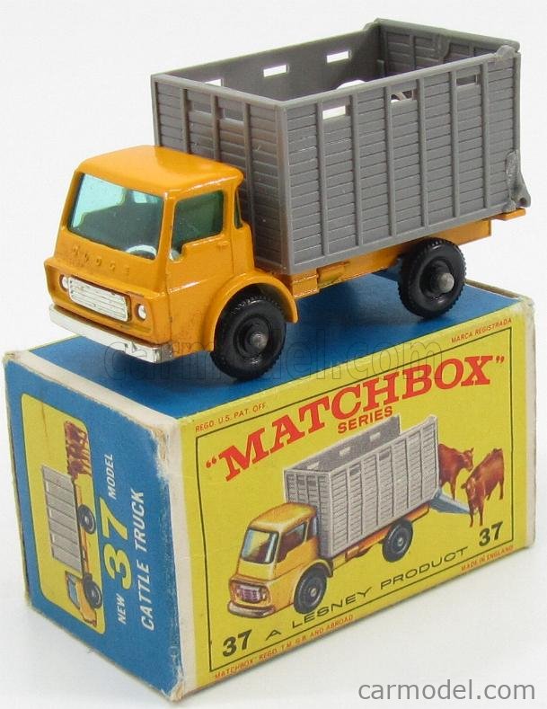 MATCHBOX 37 Scale 1/66 | DODGE CATTLE TRUCK YELLOW GREY