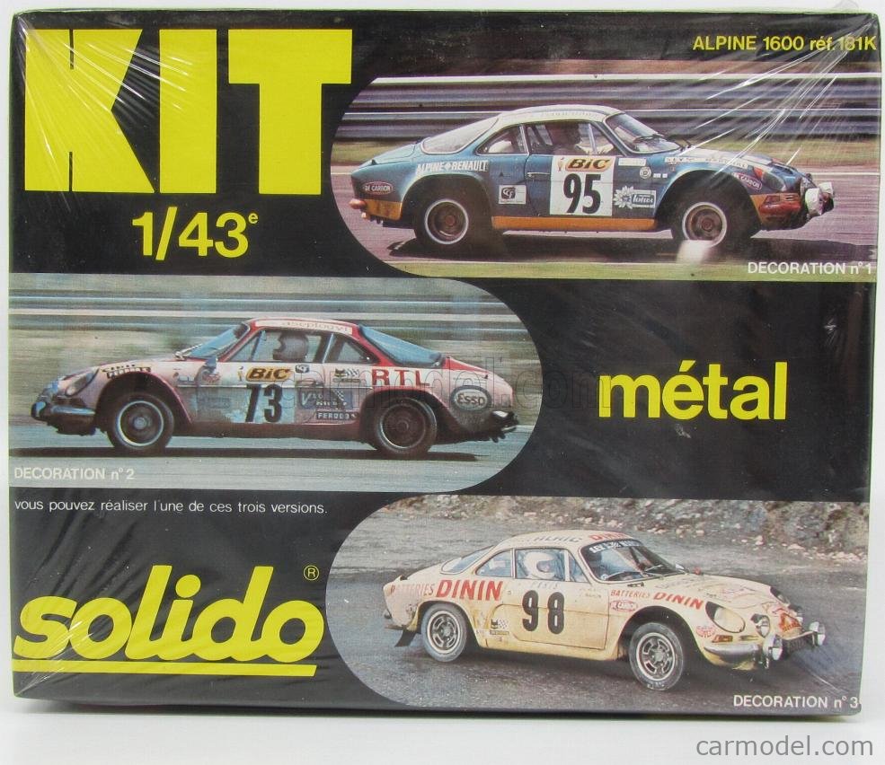 AJ539 SOLIDO 1/43 KIT METAL ALPINE A110 1600 Ref 181K 3 DECORS