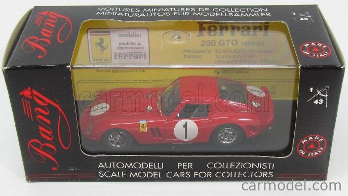 BANG 7095 Scale 1/43 | FERRARI 250 GTO COUPE N 1 MONTLHERY 1962 RED