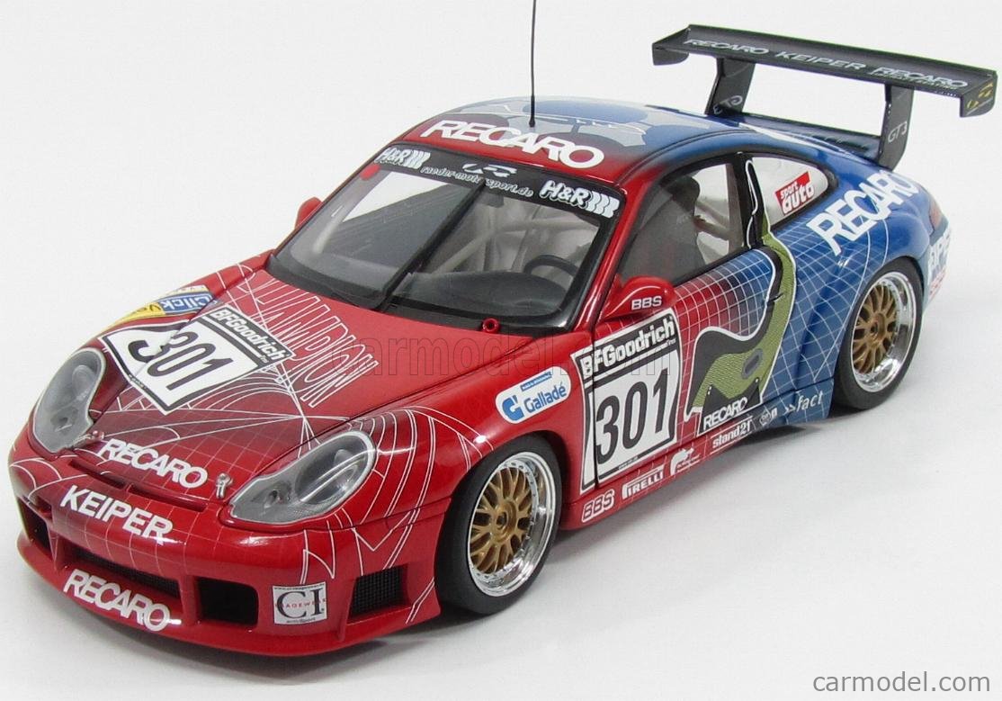 【お買得】Aa 1/18 オートアート ポルシェ 911 (996) GT3 2005 スーパー耐久 No.25 ドア類開閉 タイヤ回転、舵取り ミニカー AUTOart 乗用車