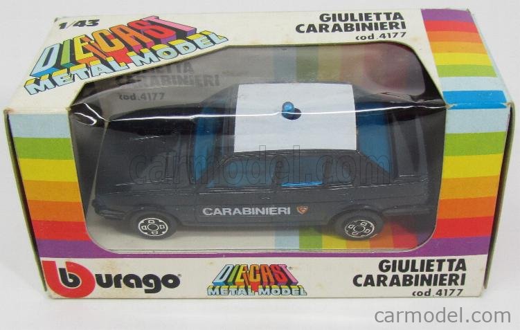 Burago 4177 Scale 1 43 Alfa Romeo Giulietta Carabinieri 19 Police Dark Blue White