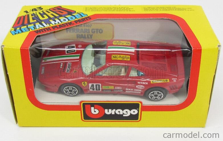 BURAGO 4107 Scale 1/43 | FERRARI 288 GTO AGIP N 40 1984 RED