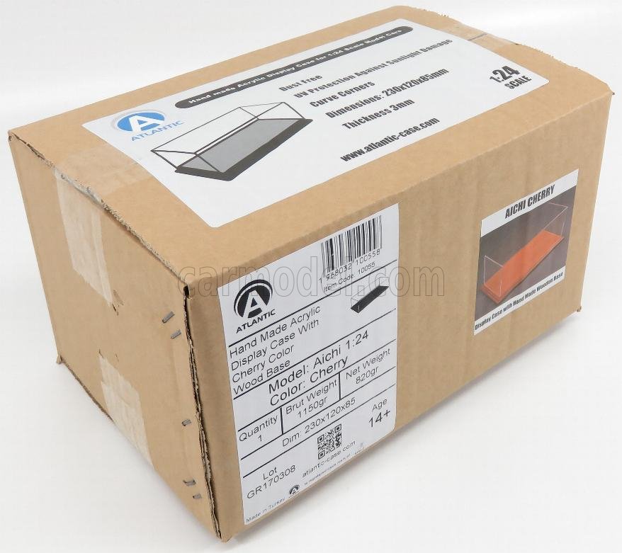 MODELLISMO AUTO STATICO VETRINA ESPOSITORE BASE IN LEGNO CILIEGIO 1:24