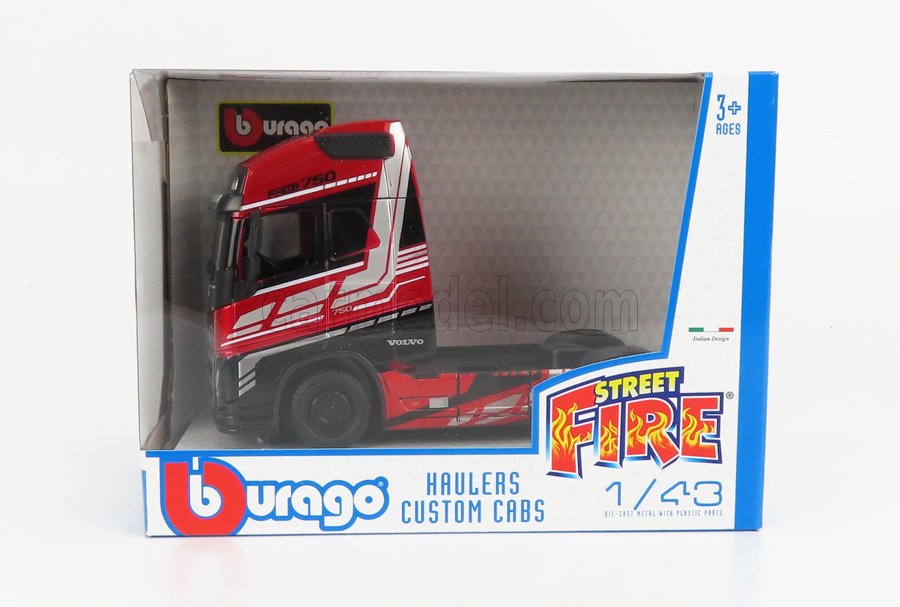 MODELLINO CAMION STATICO BURAGO VOLVO FH16 GLOBETROTTER 750 XXL ROSSO SCALA 1/43 - Bild 7 von 8