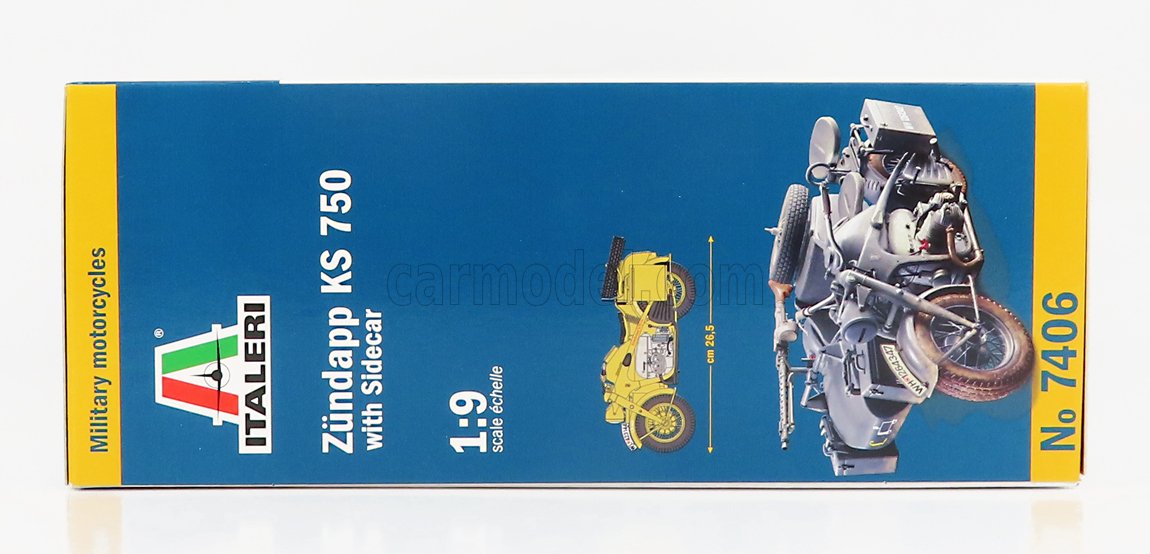 MODELLINO MOTO STATICO ITALERI ZUNDAPP KS750 WITH SIDECAR MILITARY 1941 1/9