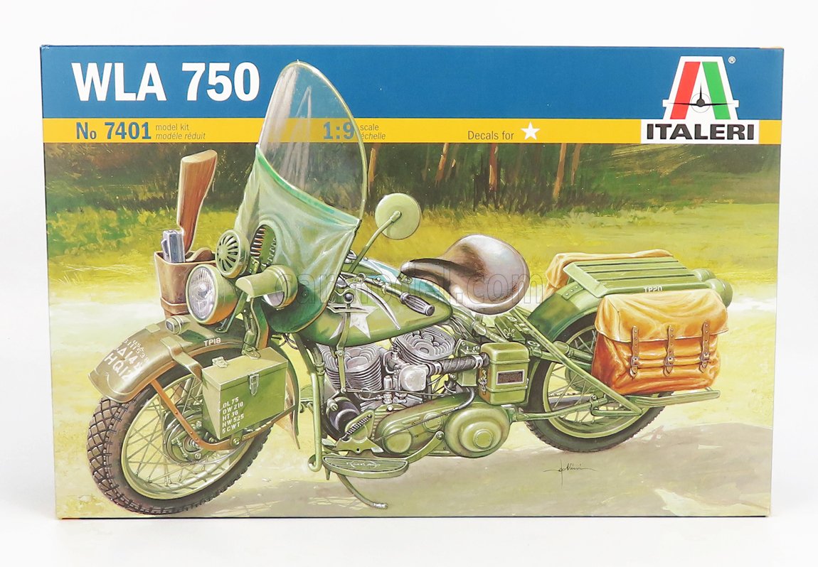MODELLINO MOTO STATICO ITALERI HARLEY DAVIDSON WLA 750 MILITARY 1942 SCALA 1/9