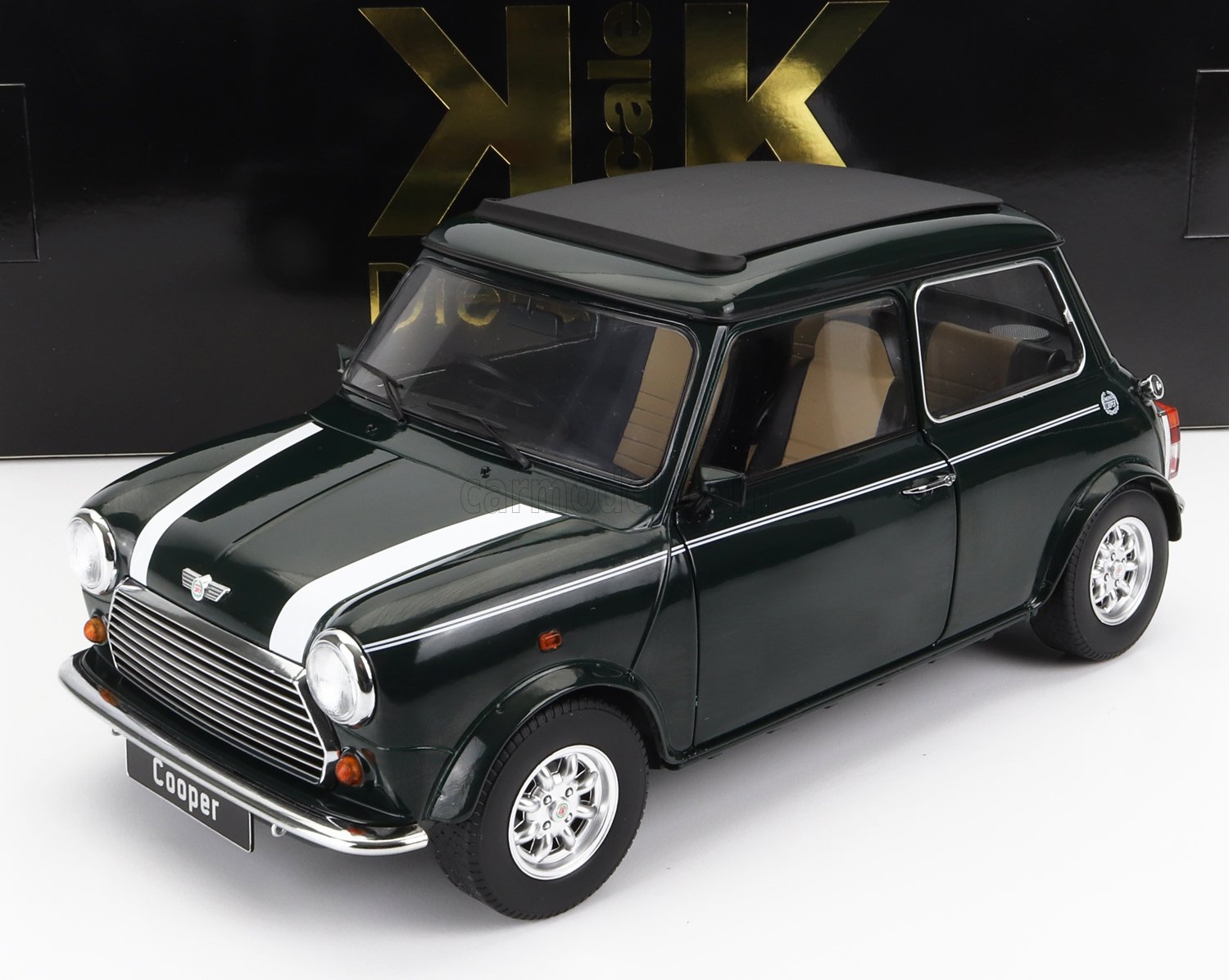 MODELLINO AUTO STATICO DIECAST MINI COOPER SUNROOF RHD 1992 VERDE BIANCO 1/12