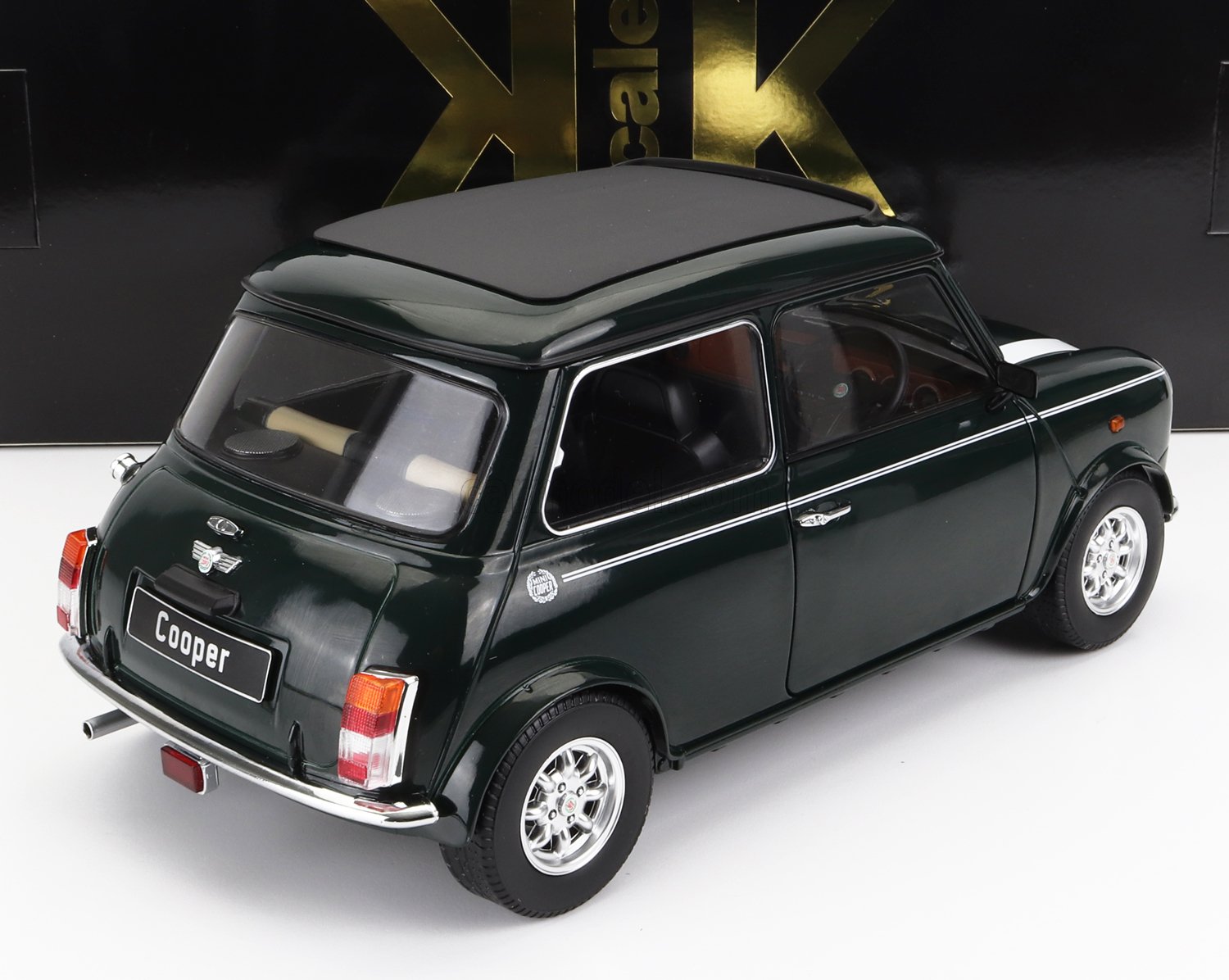 MODELLINO AUTO STATICO DIECAST MINI COOPER SUNROOF RHD 1992 VERDE BIANCO 1/12
