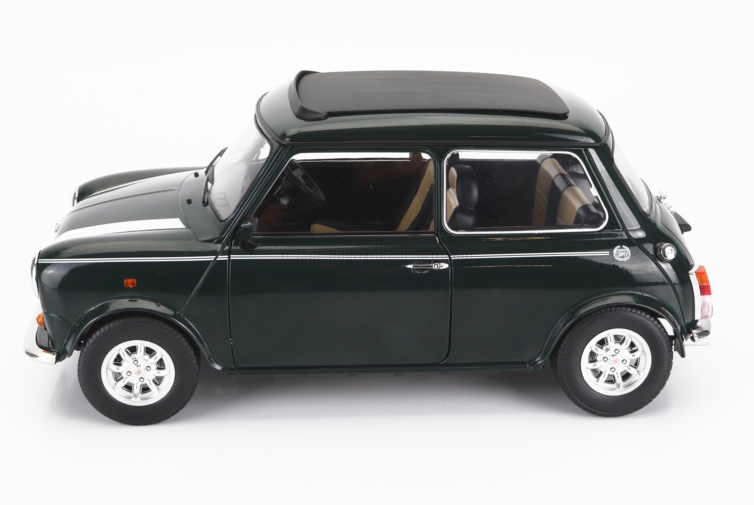 MODELLINO AUTO STATICO DIECAST MINI COOPER SUNROOF RHD 1992 VERDE BIANCO 1/12
