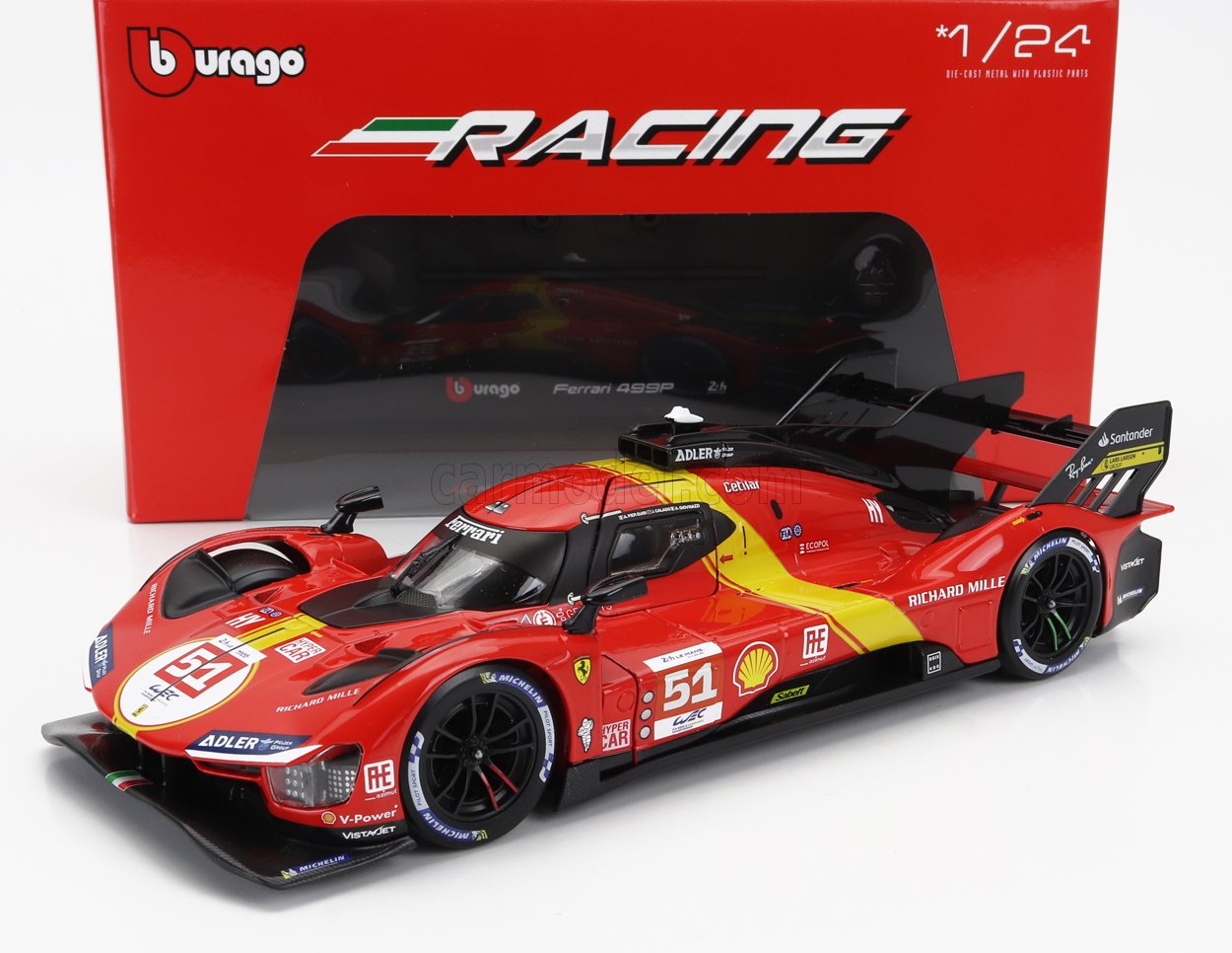 MODELLINO AUTO STATICO BURAGO FERRARI 499P WINNER LE MANS 2023 PIER GUIDI 1/24