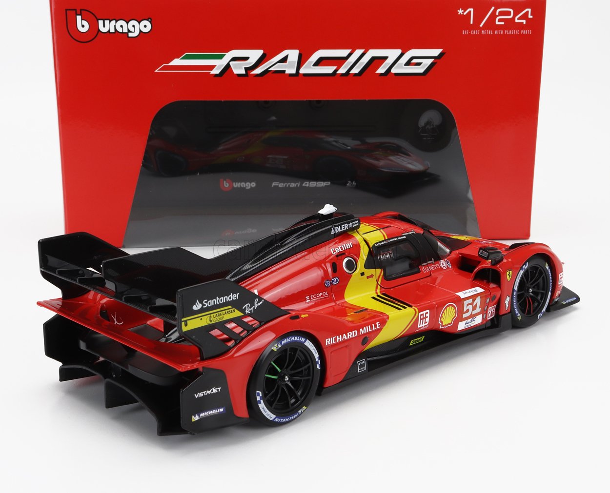 MODELLINO AUTO STATICO BURAGO FERRARI 499P WINNER LE MANS 2023 PIER GUIDI 1/24