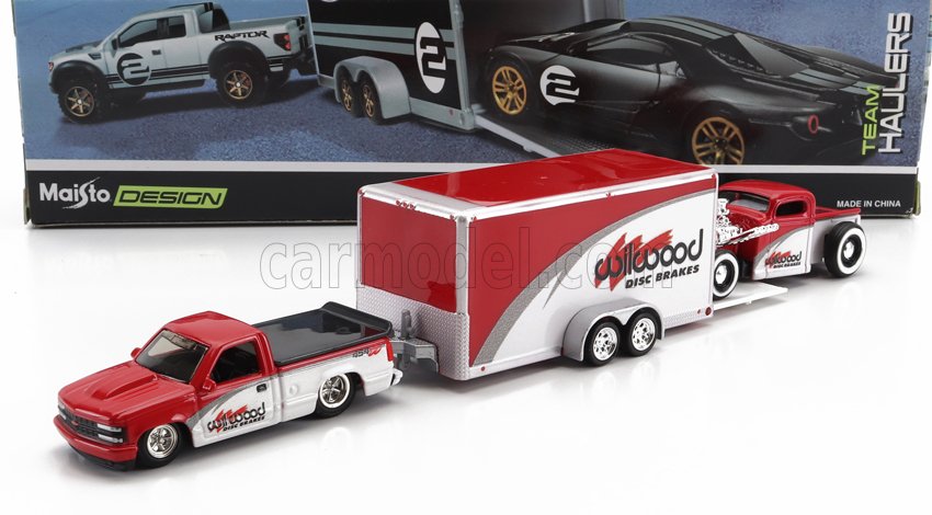 MODELLINO AUTO STATICO MAISTO CHEVROLET 454SS CARRELLO TRASPORTO 1936 SCALA 1/64