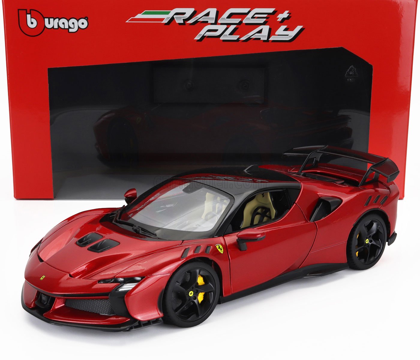 MODELLINO AUTO STATICO BURAGO FERRARI SF90XX STRADALE 2024 ROSSO SCALA 1/18