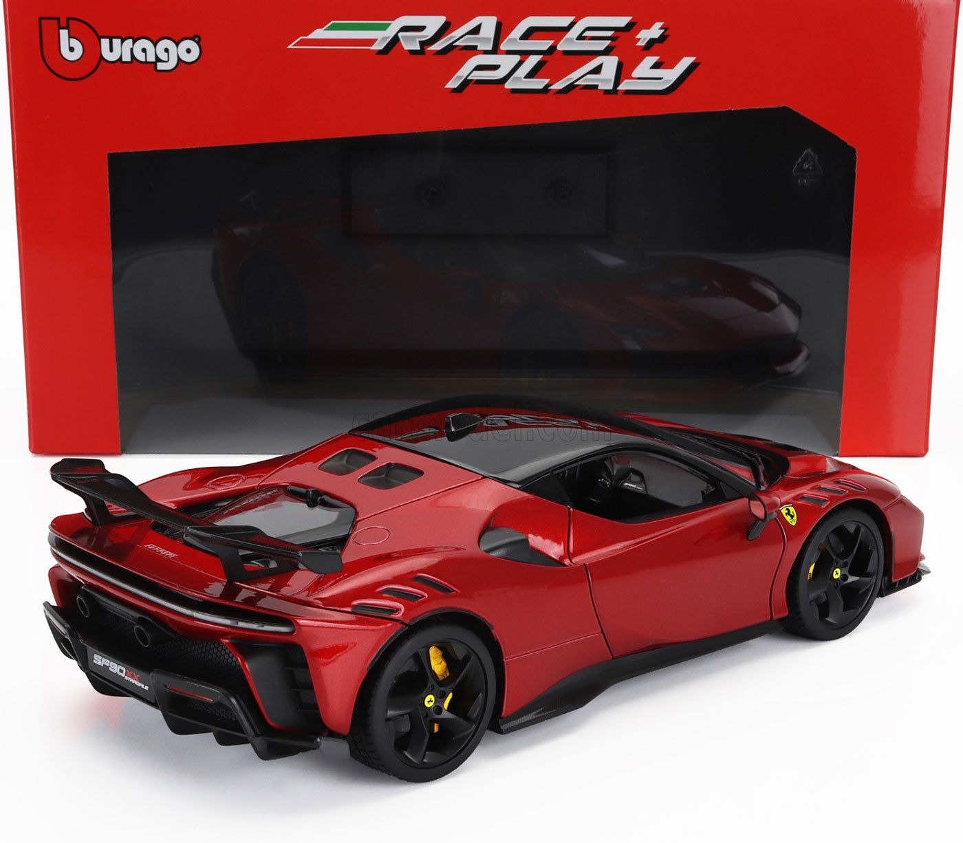MODELLINO AUTO STATICO BURAGO FERRARI SF90XX STRADALE 2024 ROSSO SCALA 1/18
