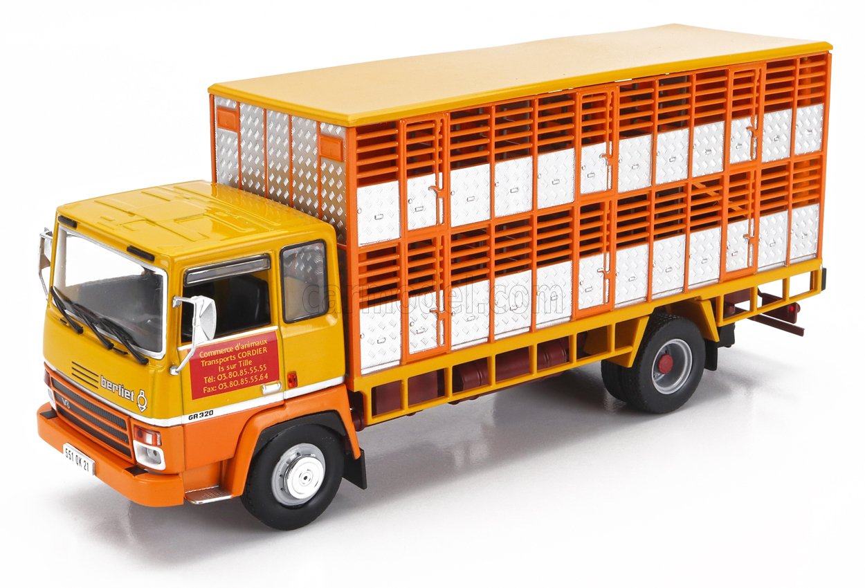 MODELLINO CAMION STATICO HACHETTE BERLIET GR320 TRASPORTO ANIMALI 1986 1/43