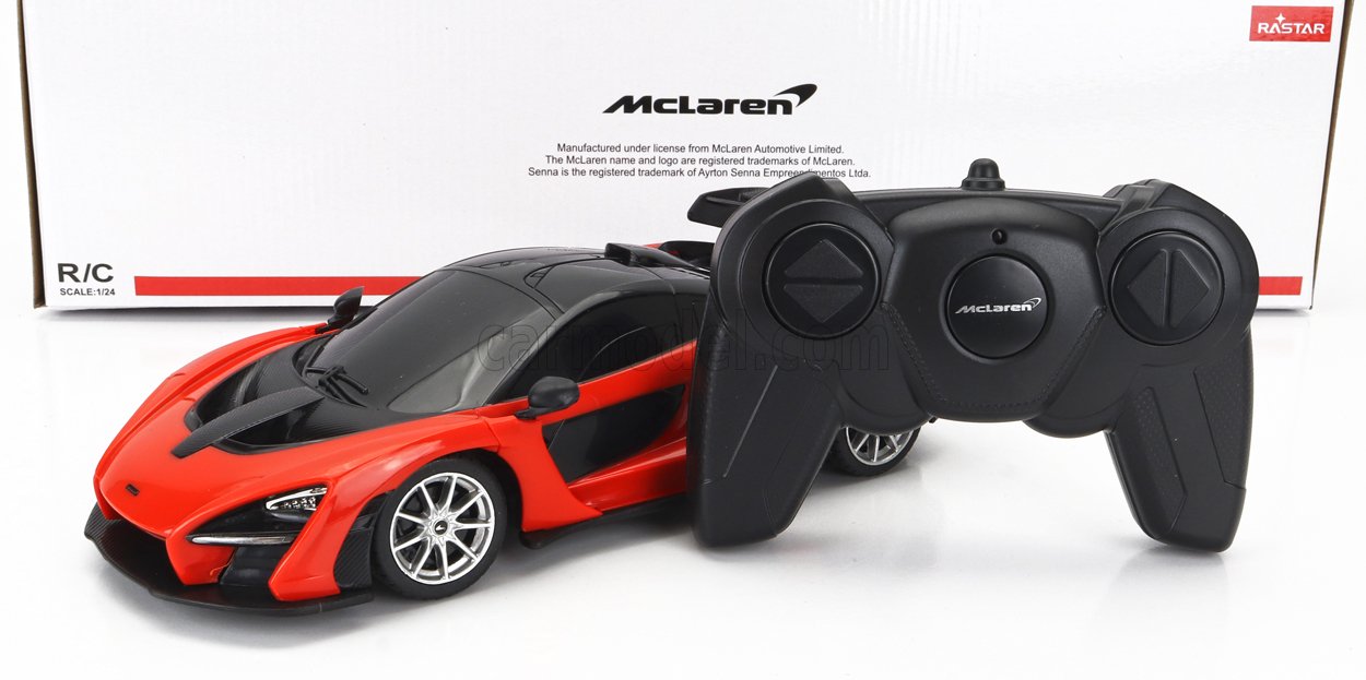 MODELLINO AUTO GIOCATTOLO RADIOCOMANDATO MCLAREN SENNA 2018 ARANCIO SCALA 1/24