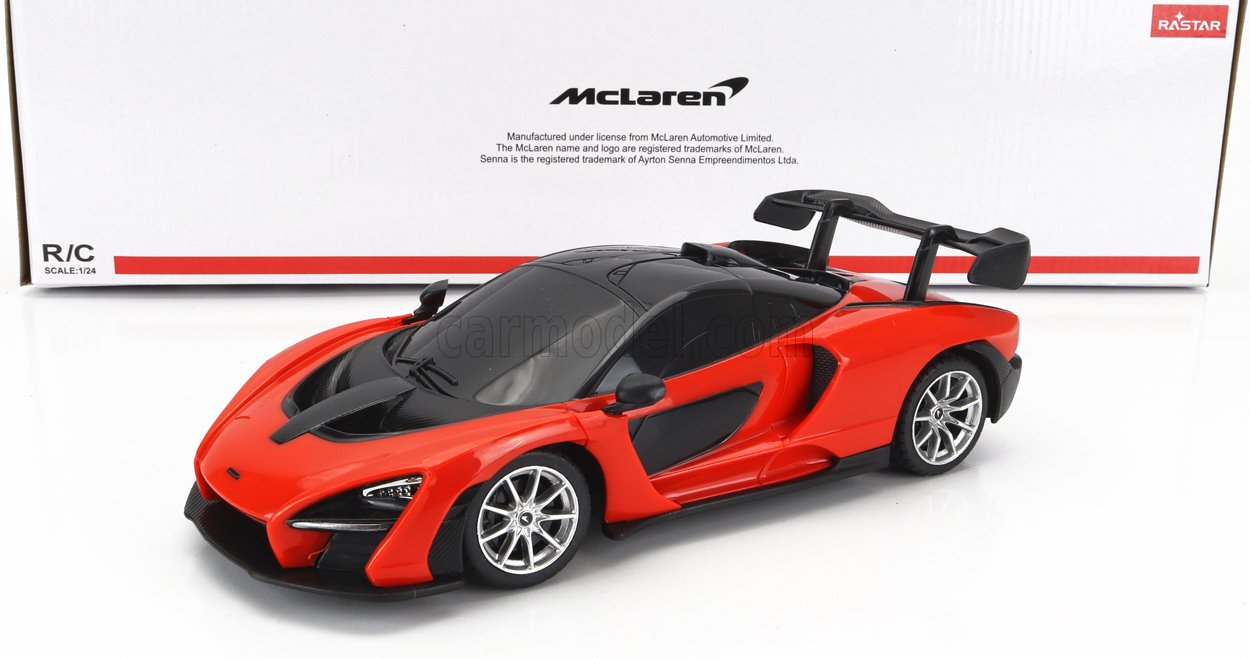 MODELLINO AUTO GIOCATTOLO RADIOCOMANDATO MCLAREN SENNA 2018 ARANCIO SCALA 1/24