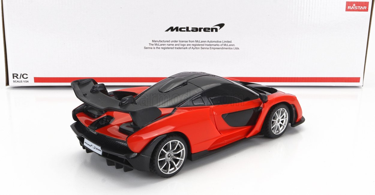 MODELLINO AUTO GIOCATTOLO RADIOCOMANDATO MCLAREN SENNA 2018 ARANCIO SCALA 1/24